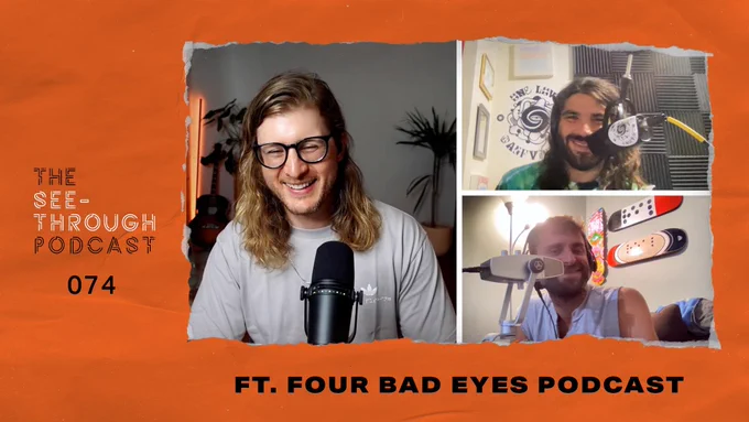 YouTube thumbnail that features an image of Lance, Dan, and Anthony during their video recording session for the episode. They are all smiling and staring at the camera.