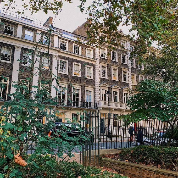 Birkbeck School of Arts, 43 Gordon Square, London WC1H 0PD. View from the square.