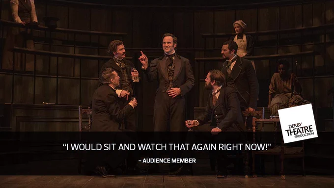 James, Craig, Robert, Levi, Hilary and Tifé surrounding Nicholas as they perform a scene from our upcoming production of Jekyll and Hyde. 