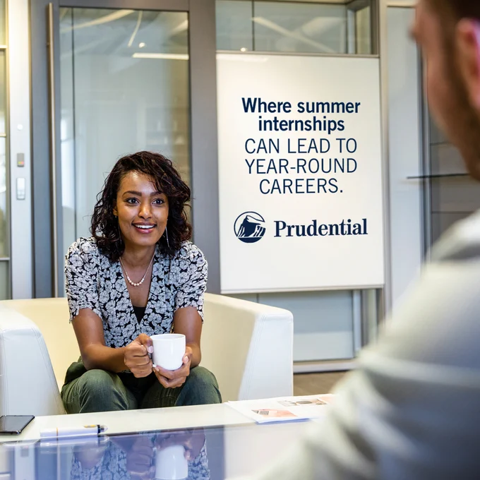 Woman sitting in office. Where summer internships can lead to year-round careers. Prudential.
