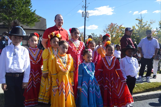 2nd Grade students preparing to perform a traditional Mexican dance at the Conyers Latin Festival.