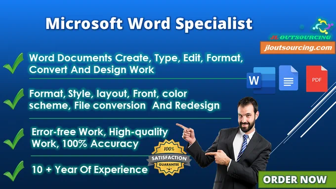  Are you looking for efficient, experienced, cost-effective Microsoft Word-related services for your business or personal work, contact JL OUTSOURCING today?
#microsoftwordspecialist #wordspecialist #microsoftwordexpert #mswordspecialist #microsoftwordspecialist #worddocument #pdftoword #wordtopdf #doctopdf #pdftodoc #microsoftwordexpert
