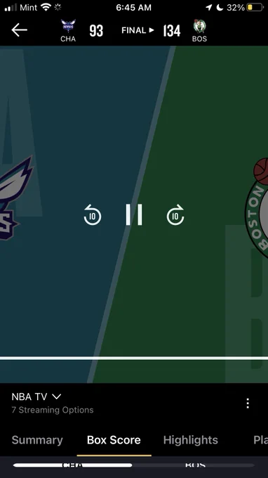 Screenshot of badly designed app (NBA app) from a trillion dollar entity (the NBA).
