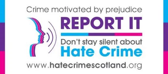 Graphic urging people to report Hate Crime and not to stay silent about it