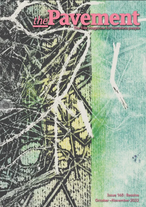 Cover image of issue 140 of the Pavement magazine. This issue's theme is Resolve. Cover design by Marius Samavicius. 