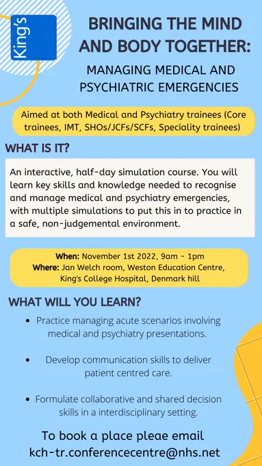 Description and how to apply for the bringing the mind and body together simulation at King’s College Hospital