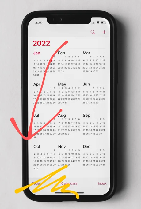 Cell phone calendar with October 2022 circled