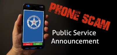 Cell Phone graphic announcing phone scam.