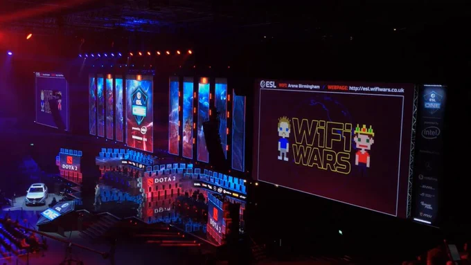 WiFi Wars interactive game show live on stage.
