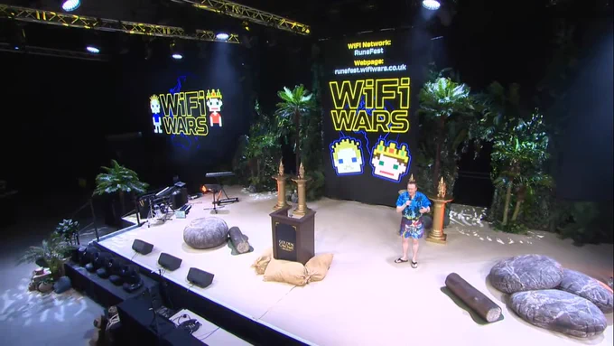 WiFi Wars interactive game show live on stage.
