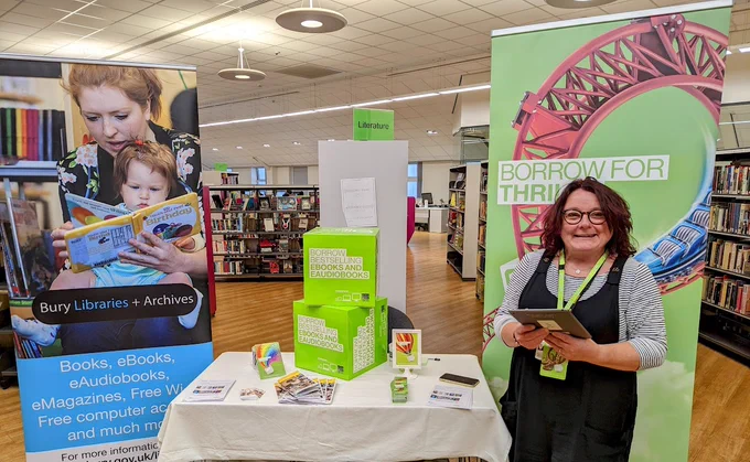 Library display at Holy Cross College & University Centre in Bury.