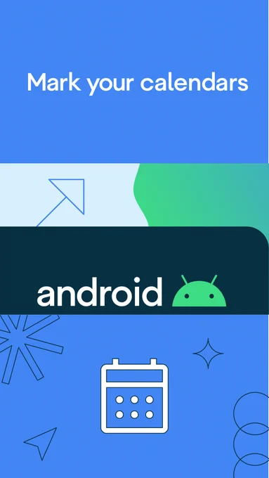 A series of 4 images when put together, make a larger image that says “Android Dev Summit 2022” The individual image share a secret message when opened. Image 1 message: Mark your calendars