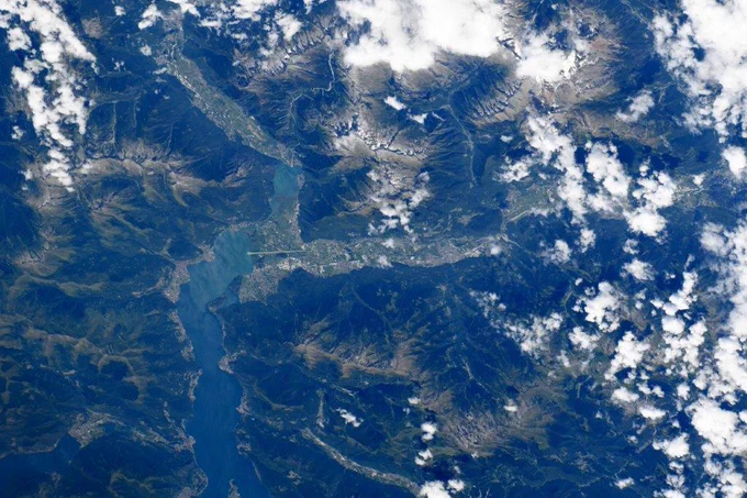 Lake Como, in Northern Italy’s Lombardy region, as seen from the International Space Station.
