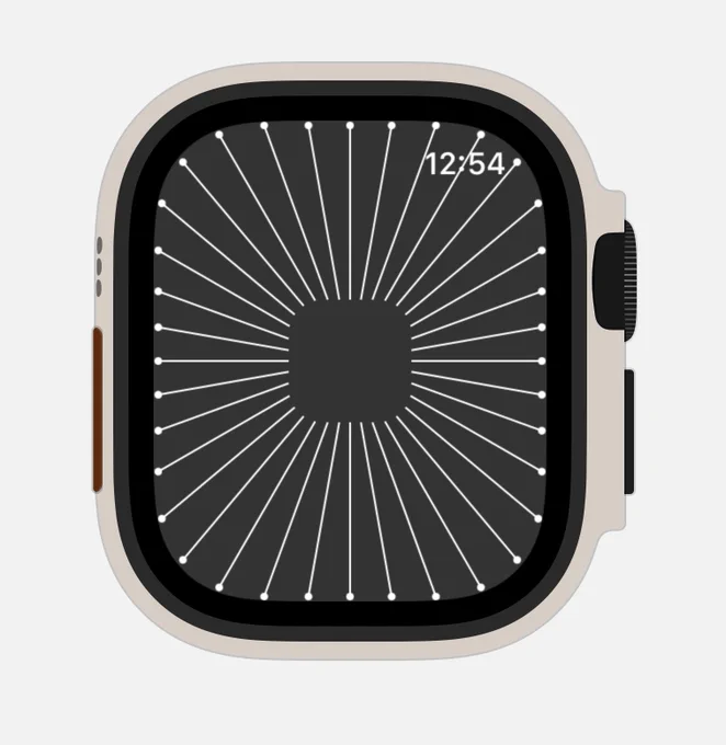 Screenshot of Apple Watch with lines marking the edges of the display.