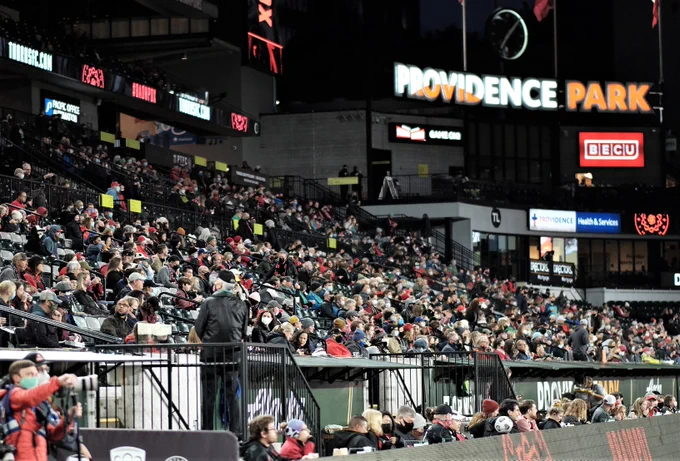 A picture of a crowded Providance Park during a Portland Thorns game.