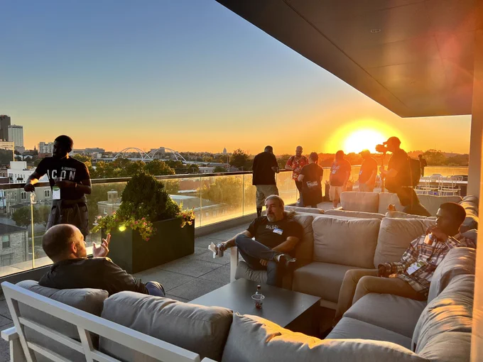 Sunset at the attendee party at First Orion office.