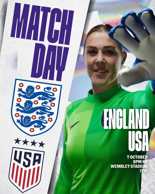 Match day graphic: England vs USA featuring Mary Earps.