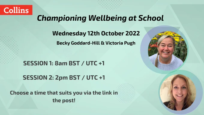 Turquoise image with headhsot of Becky Goddard-Hill and Victoria Pugh smiling. Includes webinar title, date and times of sessions. 