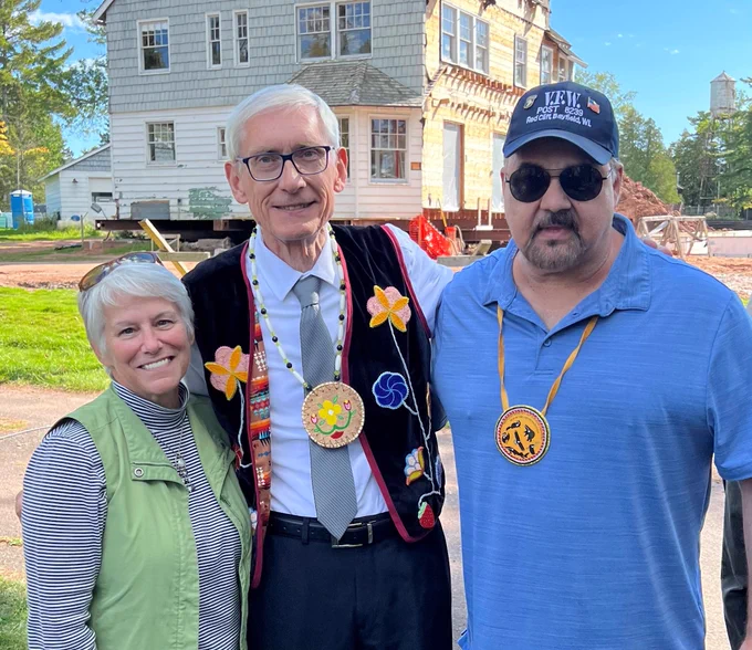 From left to right: Rep. Beth Meyers, Governor Tony Evers, Red Cliff Vice Chairman, Rick Peterson.