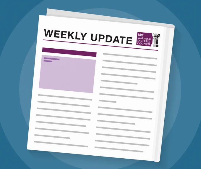 Image of a newspaper with 'Weekly Update' and the WDC logo as the heading, with hard lines indicating lines of text.