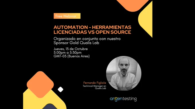 📢Webinar: Automation - Herramientas Licenciadas vs Open Source ❗ Recordar que el horario corresponde a GMT-03 (Buenos Aires) 👍Te invitamos a unirte al webinar 📅 13 oct 2022 05:00 PM GMT-03, Duración: 30' ▶ https://bit.ly/3SytunB