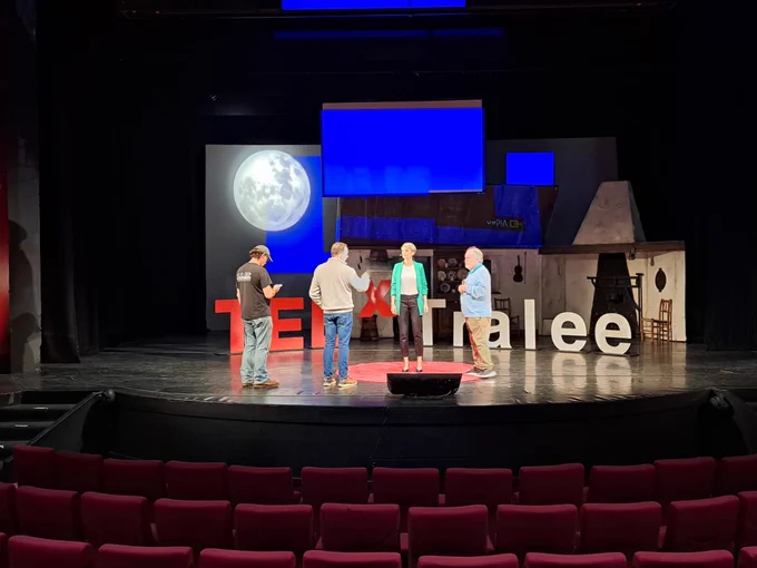 Photo of the presenter and Ted X Team Tralee during rehearsals
