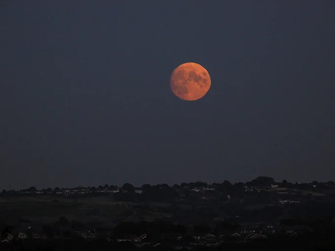 Photo of the almost full moon, known as the 'Hunter' moon, taken by Sue Billcliffe from Woolley, near Wakefield, West Yorkshire on Saturday 8th October 2022