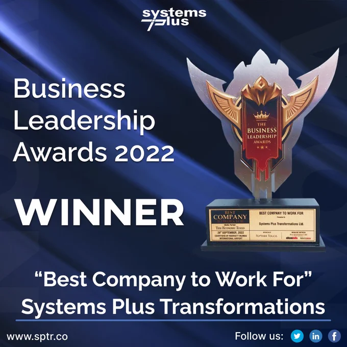 We are a great team and what we have achieved together is an award-winning performance by winning the prestigious award as “Best Company to Work For” at the Indian Business Leadership Awards 2022. 

 We are extremely grateful to all our customers and partners who have helped us grow over the years. From the bottom of our hearts, we would like to say thank you for your continued support and belief in our company. 

 This is thanks to our great teams, who work tirelessly week in and week out to ensure we can deliver great results for our customers every day.

 
#BestCompanyAward #BestCompanyAward2022 #BusinessLeadershipAwards2022 #FeatherTouch #Success #AwardWinner #Values #Award #GreatWork #TeamWork #SystemsPlusTransformations 
