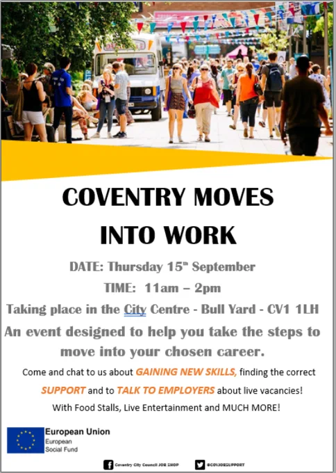 Coventry Moves into Work poster. 