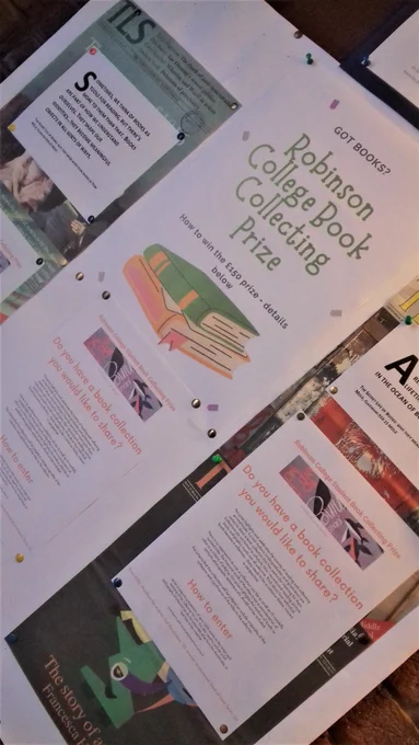 Posters with details of the book prize open to Robinson College students