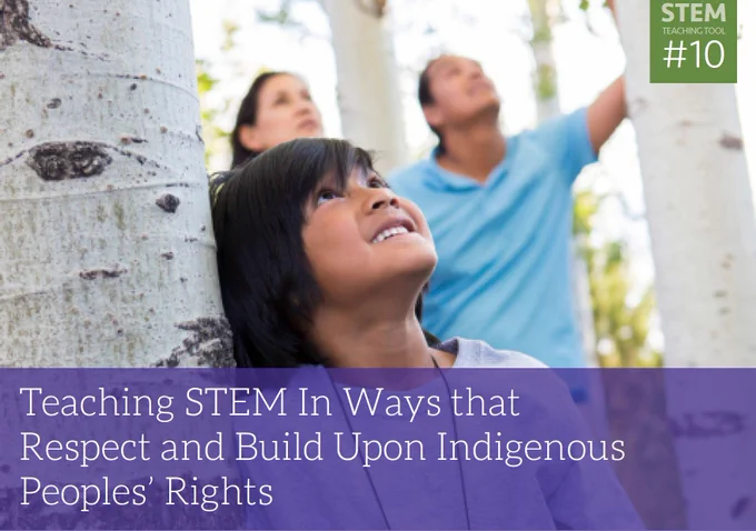Resource image for the second linked resource. It shows an Indigenous family stopped in a forest looking up at the tree tops in the same direction. 