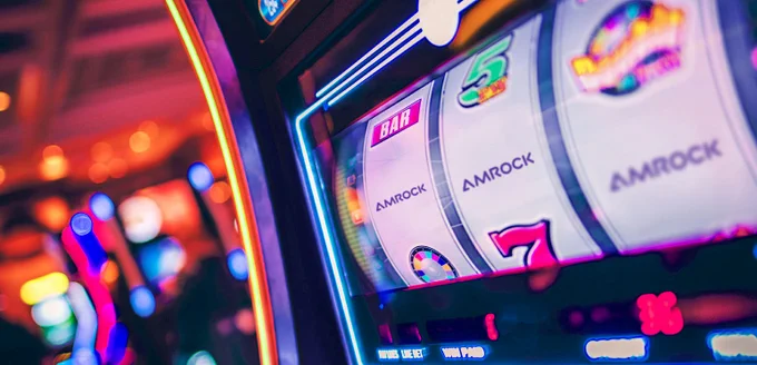 slot machine with Amrock logo