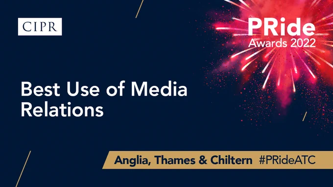 CIPR and PRide Awards Logo. Best use of media relations for the Anglia, Thames and Chiltern region.