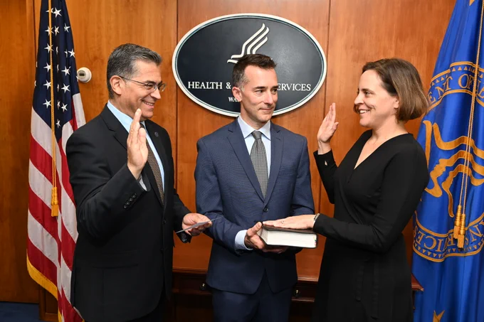 Secretary Becerra swearing in Dr. Wegrzyn