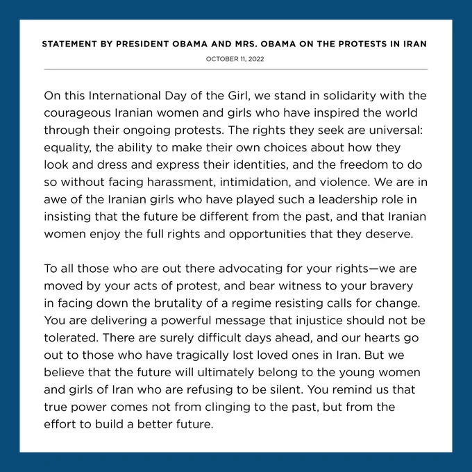 Graphic statement by President Obama and Mrs. Obama on the protests in Iran.