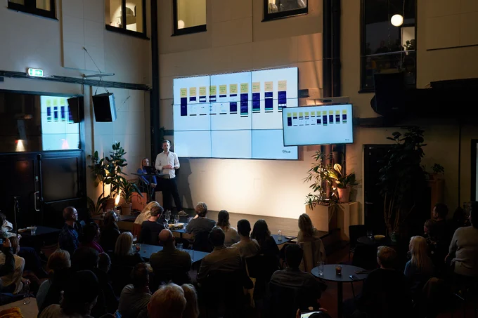 The team from Entur presenting how they built a new platform for public transit, including one app that lets you buy tickets to any transit operator in Norway