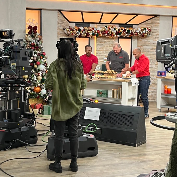 QVC studio with Andi Peters, Craig Rowe and Simon Bryon-Edmond