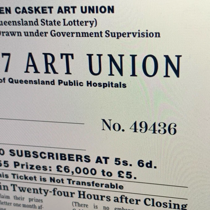 An art union ticket. 