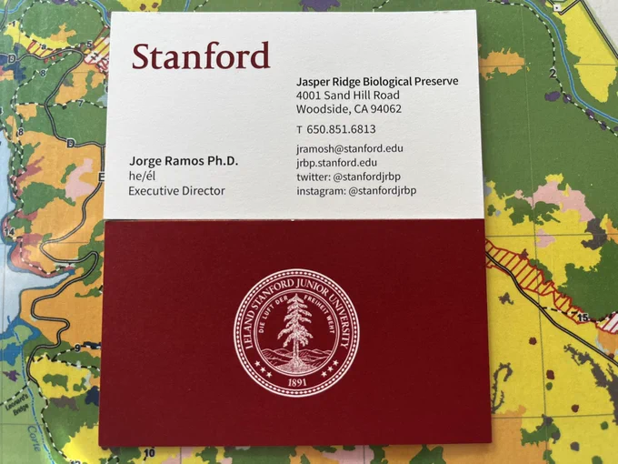 Business cards of above a jasper ridge map