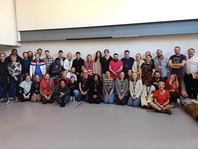 The Nutcracker cast are joined by Bristol Old Vic Staff in the rehearsal room for a large group photo