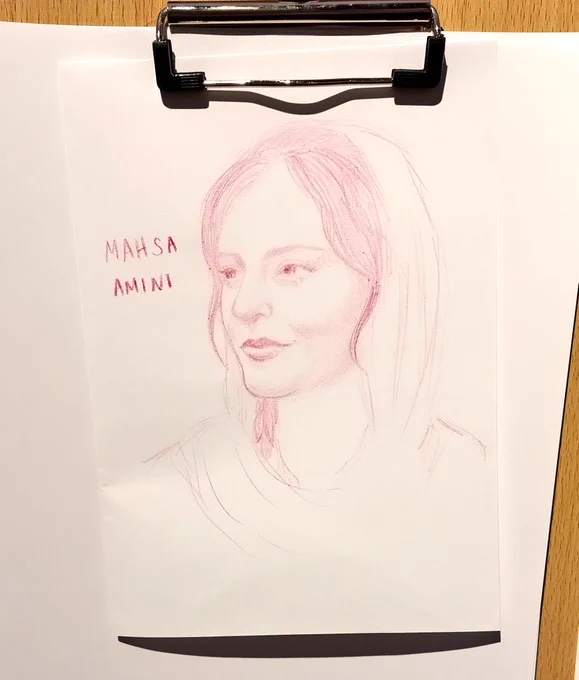  a gentle red pencil portrait of a woman 