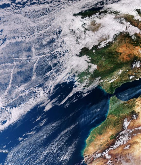Ship tracks visible by satellite. Image courtesy of the European Space Agency (ESA)