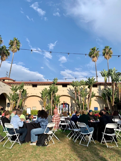 Cal Poly Pomona alum and US Coast Guard Tahir Davis speaks at the Veterans Resource Center 10th anniversary celebration.