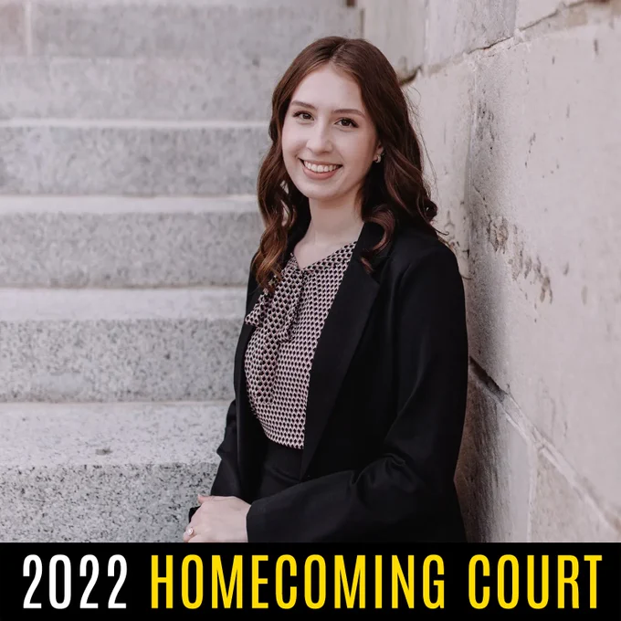 [ID: Photo of Meghan. Across the bottom on a black border: “2022 Homecoming Court.” End ID]