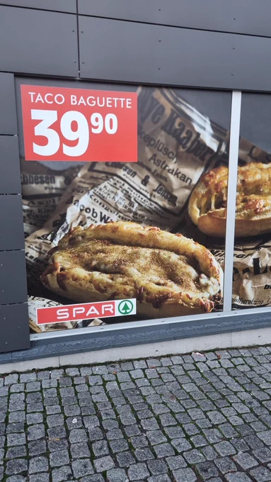 Norwegian grocery store selling a taco baguette  