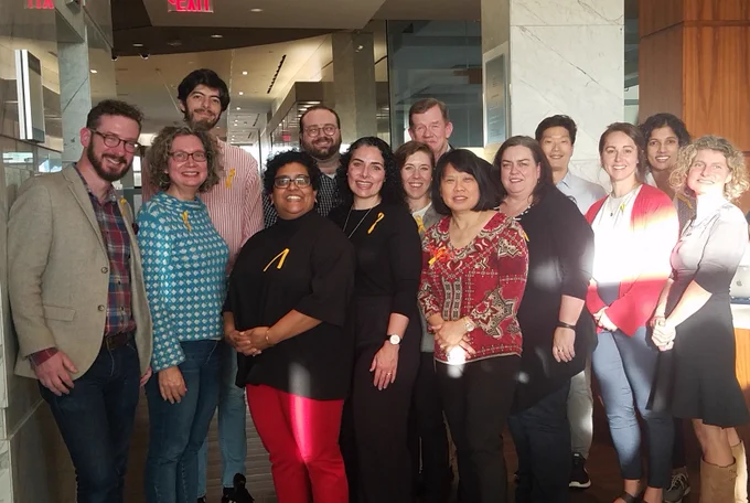 Open access authors and editors at Emory University pose at the 2019 Open Access Authors Reception.