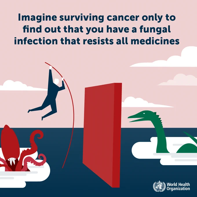 A person is using a pole vault to jump from one island to another. The way is blocked by a big red wall and monsters are trying to catch the jumper. 