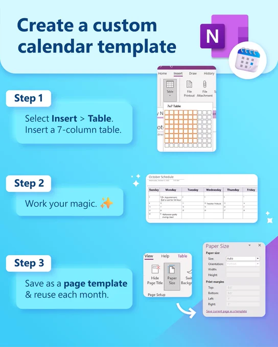 Picture of calendar n OneNote