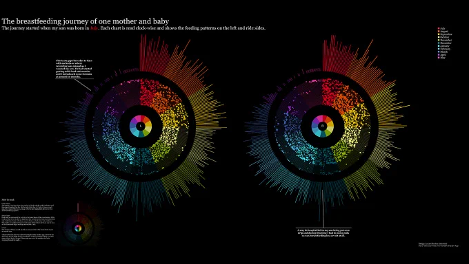 Data visualization illustrating a breastfeeding journey.
