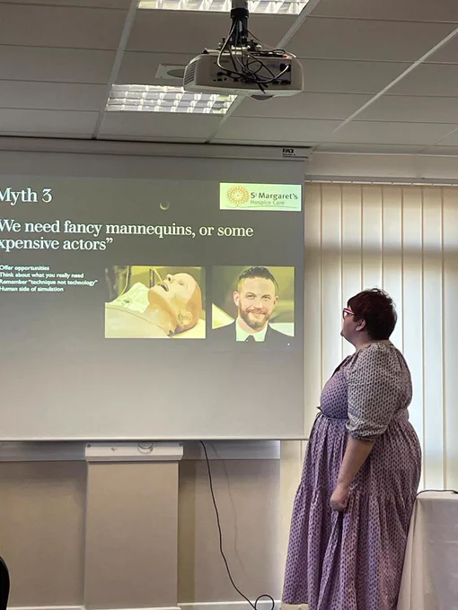 Sarah Ireland presenting on developing and delivering simulation based education in a non traditional environment 